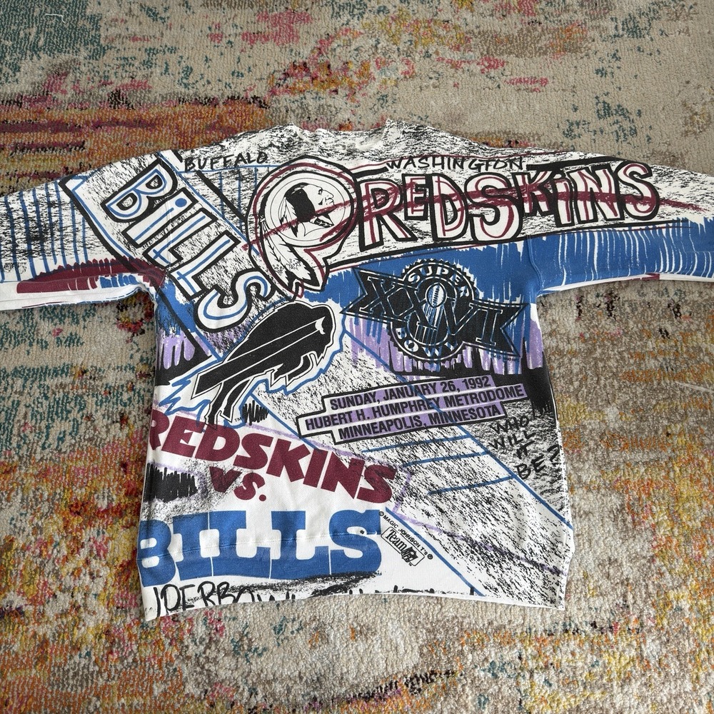 Vintage Buffalo Bills And Washington Redskins 1992 Super Bowl XXVII Crewneck L